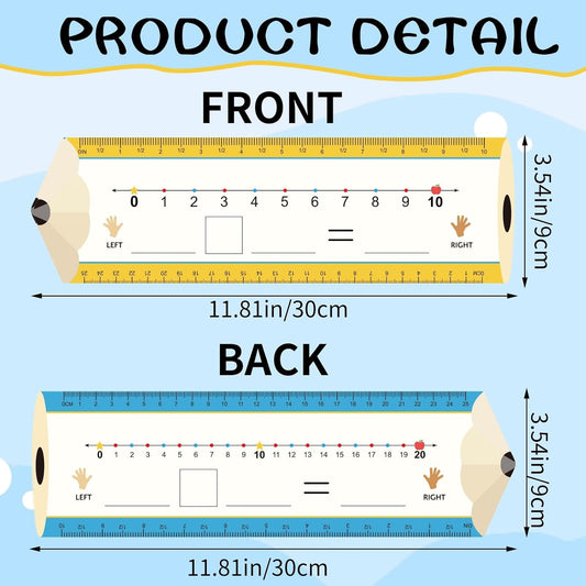 30Pcs Pencil Number Lines, Double Sided Number Lines for Students, 12x4Inch Erasable Number Line for Classroom Wall Home Teaching Supplies Must Haves