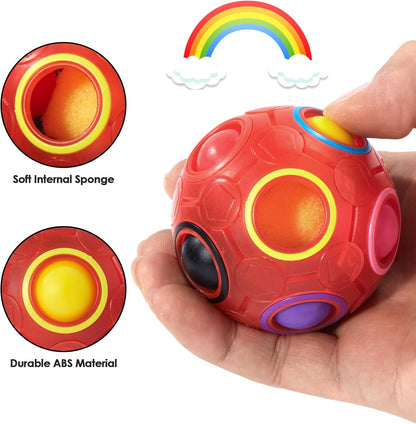 Vdealen Magic Rainbow Puzzle Ball, Fidget Ball Puzzle Brain Teaser Fidget Toy for Boys & Girls- Birthday Party Easter Valentines Christmas Stocking Stuffers for Kids Teen & Adults(Off White)