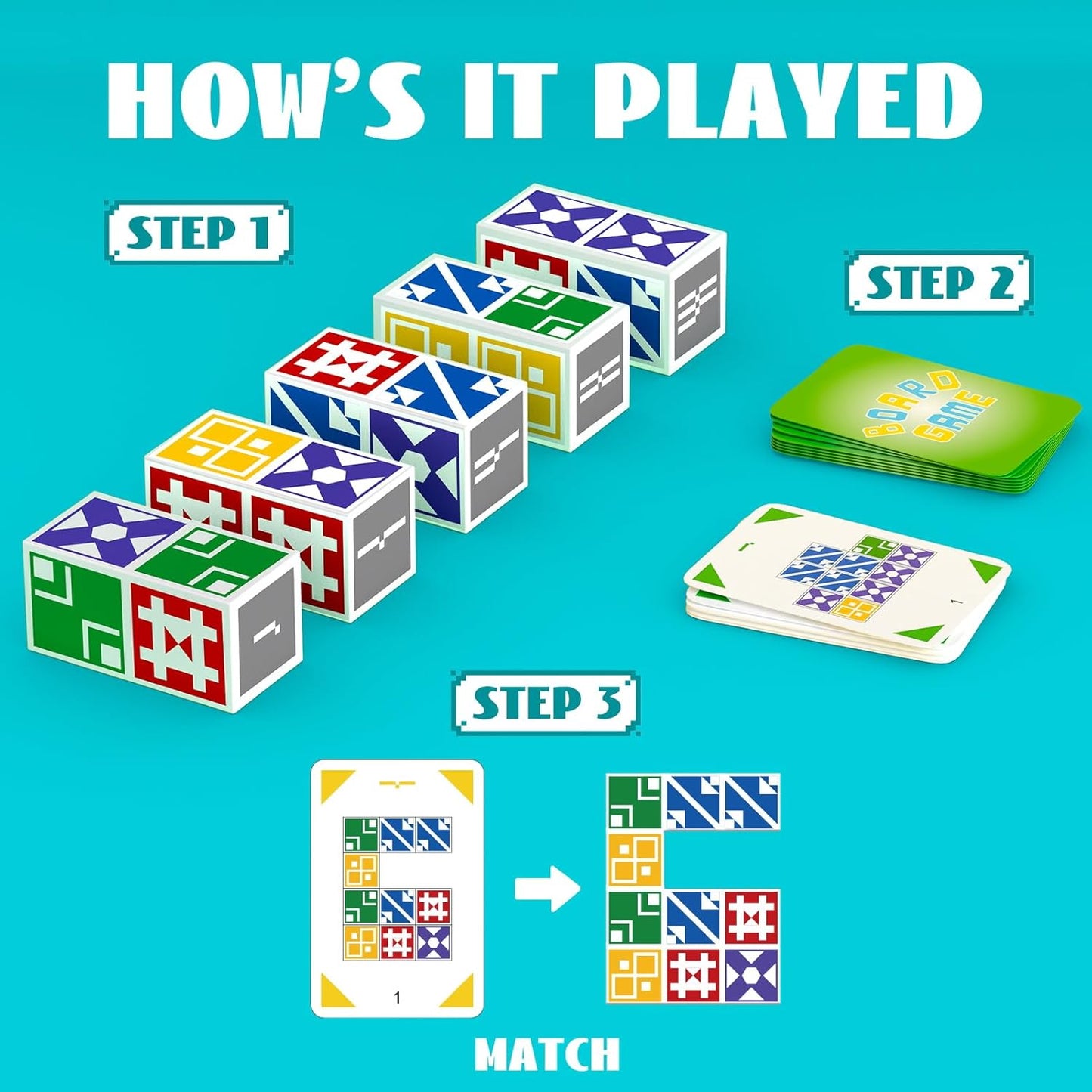 BBnote Family Matching Game for Kids & Adults, Block Puzzle Board Games for Boys & Girls Ages 6-8 8-12, 2+ Player Card Puzzles for Children 6+ Year Olds