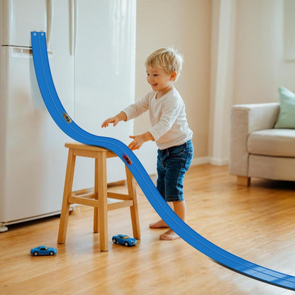 Flex Tracks 15 Ft for Kids Starter Set, Flexible Race Car Ramp Track with Suction Cups Compatible with Diecast 1/64th Cars for Ages 3 & Up (Black & Red)