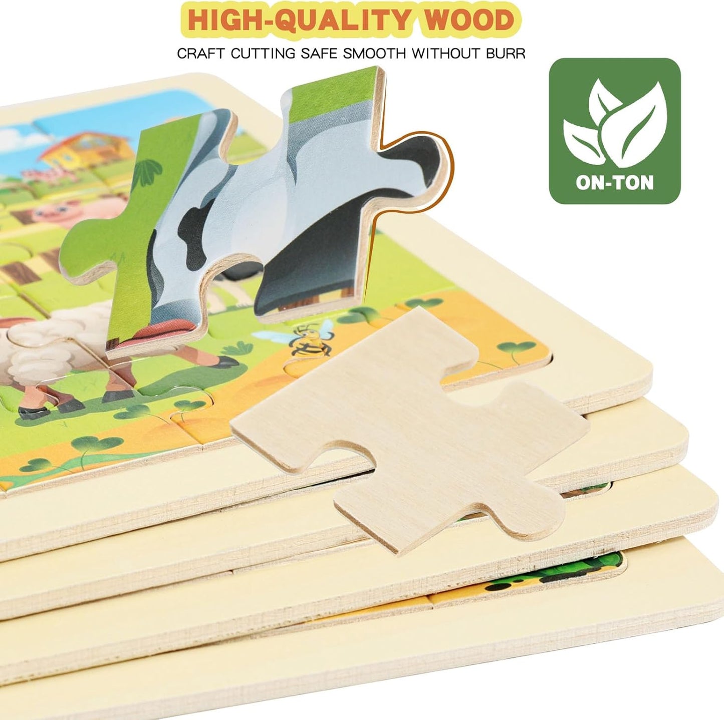 4 Sets of Wooden Puzzles, Each Set has 24 Pieces, Including Castle Unicorn Princess, for Toddlers 3-5, Puzzles for Kids Ages 4-6, Preschool Educational Brain Teaser Toys for Girls 3 4 5 6 Years Old.
