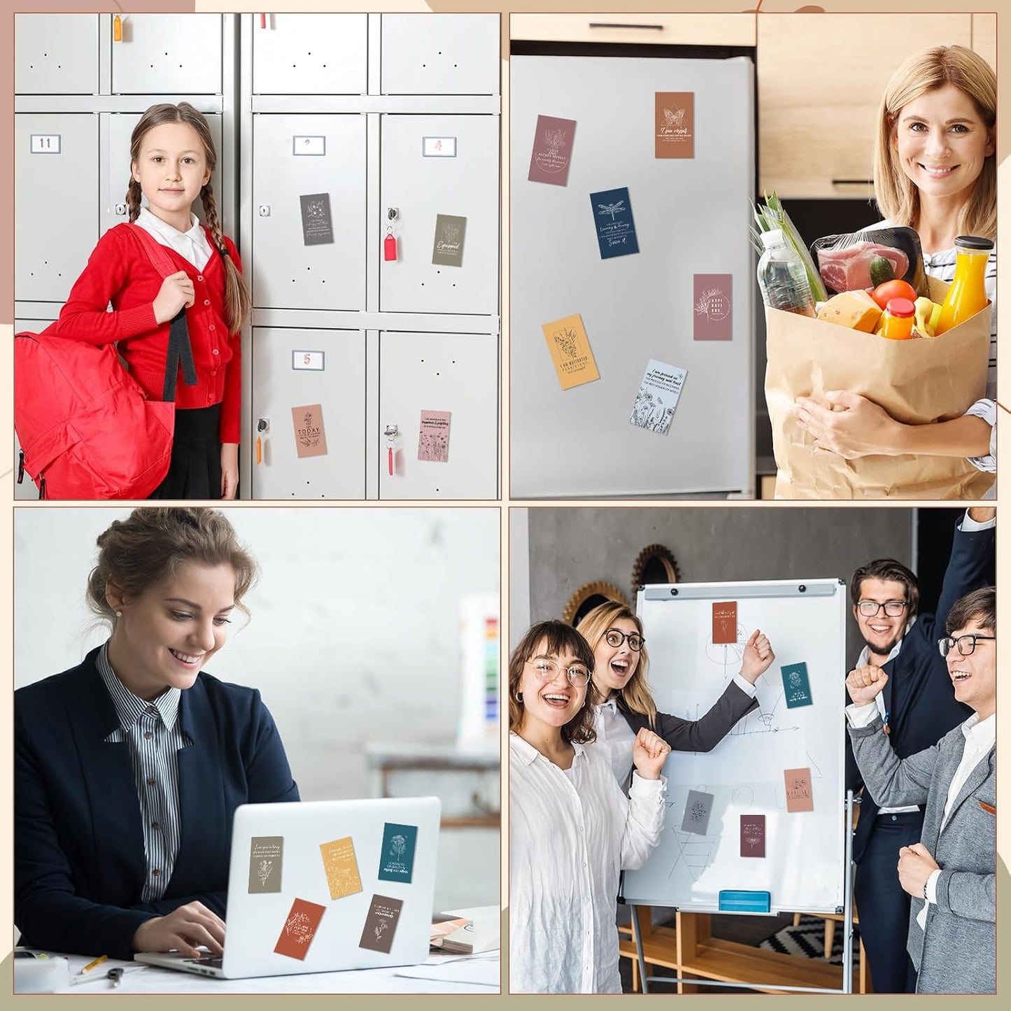 Mooliwe 48 Pcs Positive Affirmation Magnets Bulk Inspirational Quotes Magnets Stickers Motivational Magnetic Fridge Decals Gifts for Women Refrigerator Locker Students Team Teacher, 2 x 3.5 Inch