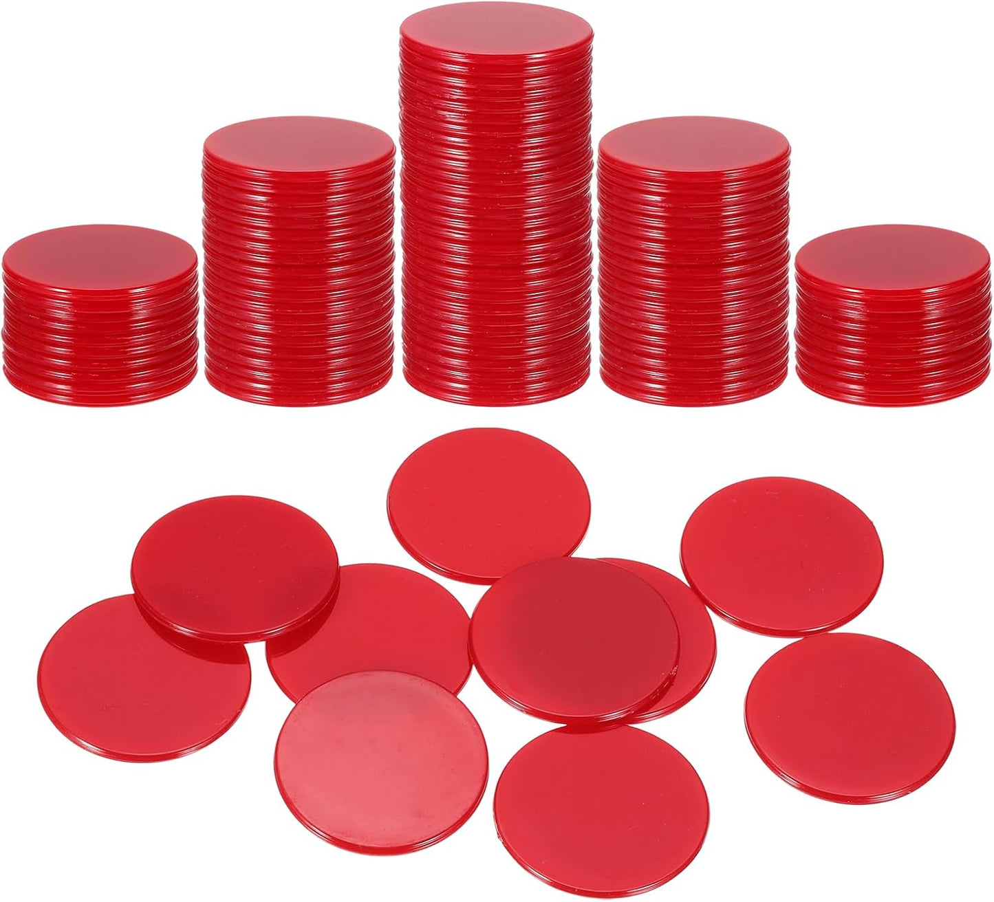 uxcell 120Pcs 1 Inch Poker Chips, Plastic Bingo Chips Learning Counters Counting Counters Disks Markers Opaque Game Tokens for Game Play Math Counting, Pink, Flat