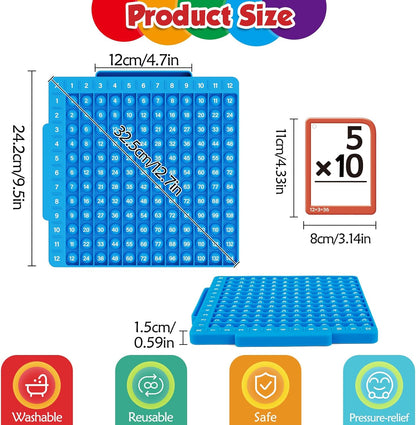 Torlam Math Board, Multiplication Game Board, 12x12 Math Manipulatives Game Board Multiplication,Division, Addition, Subtraction Games Toys for Kids, 1st, 2nd, 3rd, 4th, 5th, 6th Grade