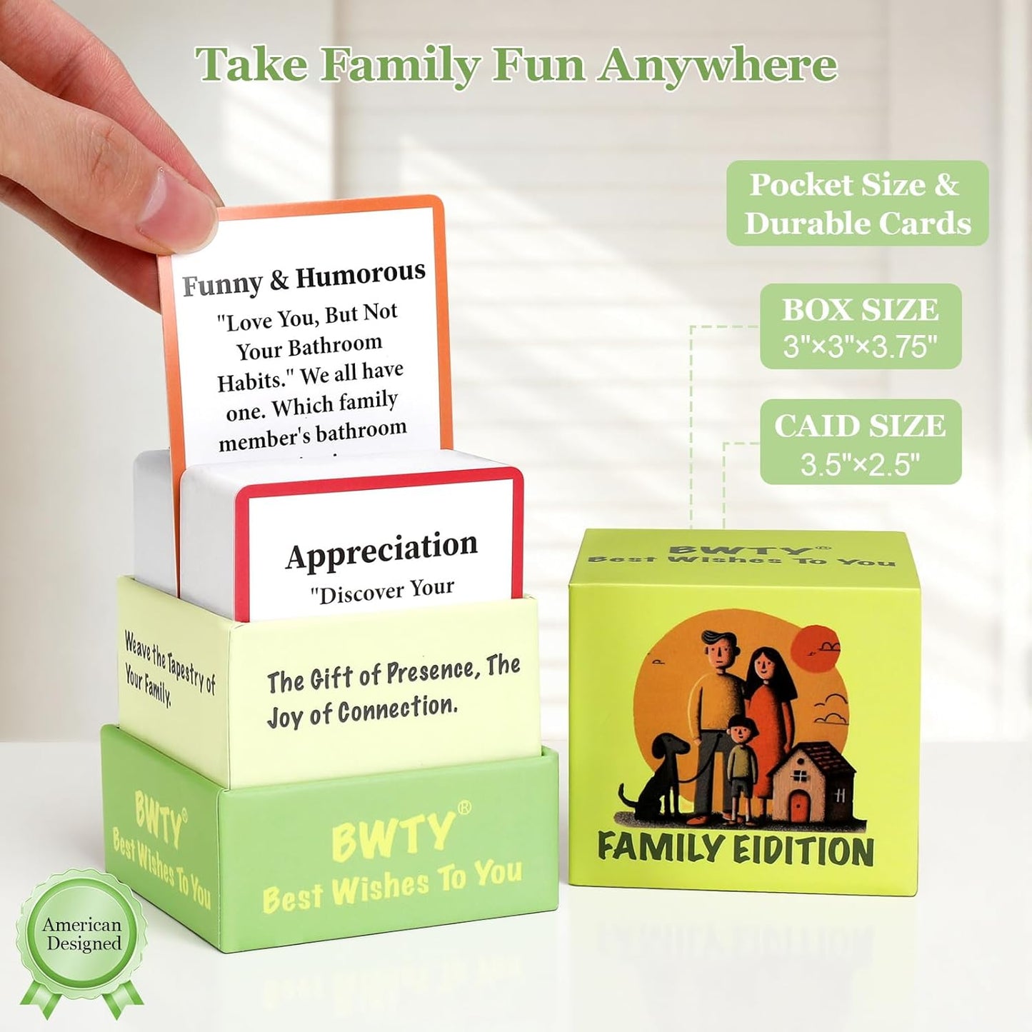 Family Edition Conversation Cards Game for Kids Teens and Adults Meaningful Question Connected Cards for Dinner Table Game Night Road Trips Fun Way to Bring The Family Together
