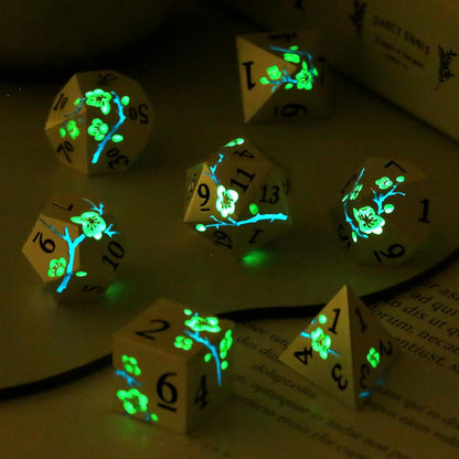 DnDnD Heavy Polyhedral Metal Dice Set with Metal Box, 7-die Shiny Blue Surface with Golden Number for RPG,Dungeons and Dragons,Pathfinder,Shadowrun,D&D,Role Palying Game and Math Teaching - Colors A