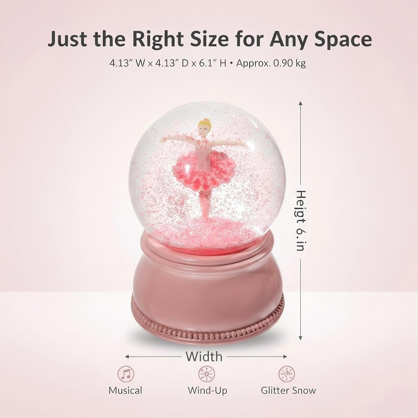 Flamingo Snow Globe for Adults, Christmas Snow Globes for Girls Kids Women, 100MM Glitter Snowglobe Gifts for Valentines Halloween Birthday Table Decor