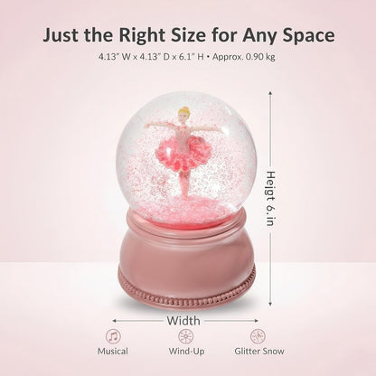 Flamingo Snow Globe for Adults, Christmas Snow Globes for Girls Kids Women, 100MM Glitter Snowglobe Gifts for Valentines Halloween Birthday Table Decor