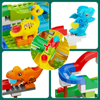 Anpcso Marble Run Building Blocks for Kids Age 3-8, 128 Pcs STEM Building Bricks Set with Toss Ring Game, Educational Learning Toys for Toddlers Boys Girls Gifts- Compatible with All Major Brands