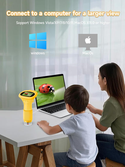Acoath Microscope for Kids, 1000X Handheld Digital Miniscope with 2.0" Screen, Portable Pocket Microscope Education Toys Birthday Gifts for Age 3 4 5 6 7 8 9 10 Girls Boys