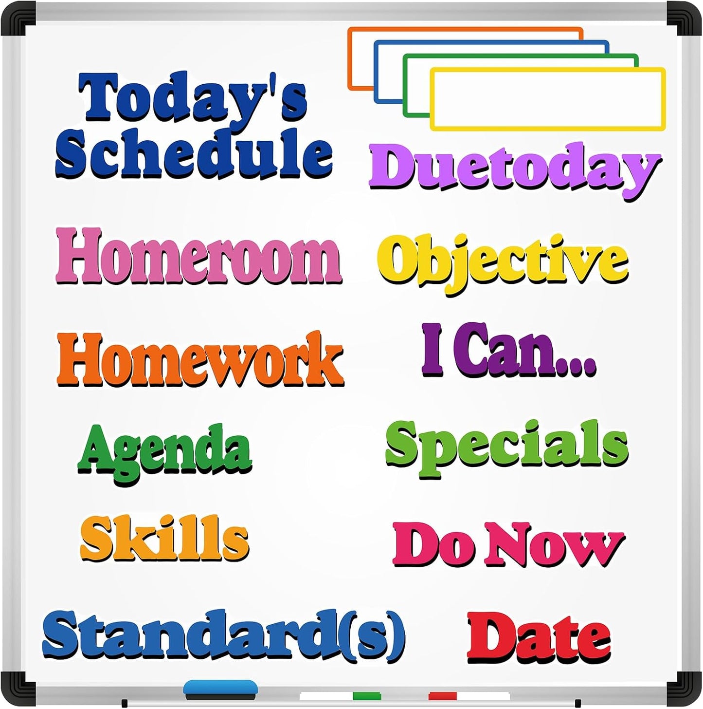 16 Pcs Classroom Schedule Magnets Reusable Today's Schedules Magnetic Course Labels with Dry Erase Blank Magnetic Labels for Bulletin Board Whiteboard Homeschooling (Course Schedules)