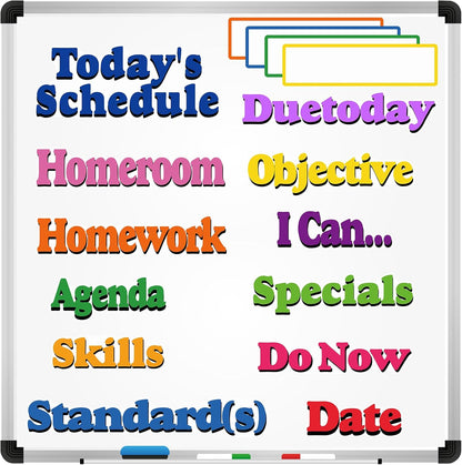16 Pcs Classroom Schedule Magnets Reusable Today's Schedules Magnetic Course Labels with Dry Erase Blank Magnetic Labels for Bulletin Board Whiteboard Homeschooling (Course Schedules)