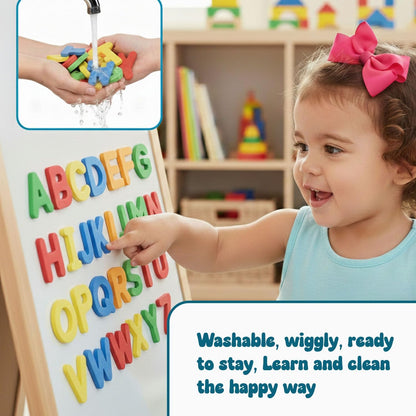 JoyLearn 78 Pieces Magnetic Letters and Numbers Alphabet Fridge Magnets ABC 123 Colorful Plastic Uppercase Lowercase Educational Toy Set with Math Symbols for Kids (78 PCS)