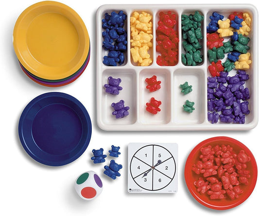 Learning Resources Three Bear Family Sort, Pattern & Play Activity Set, Homeschool Accessory, Counting & Sorting, Color Sorting and Recognition