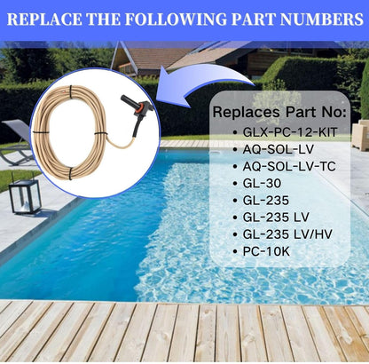 GLX-PC-12-KIT 10K Thermistor Temperature Sensor with 15-Feet Cable Water/Air/Solar Temperature Sensor Replacement Kit Compatible with Hayward Salt Chlorine Generators