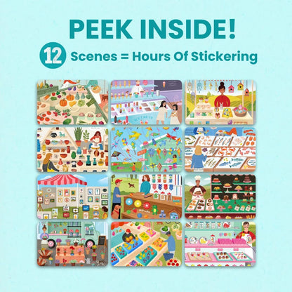 Animals Habitat 500+ Kids Sticker Book by Cupkin Toddler Airplane Travel Activity Coloring and Sticker Book, Road Trip Essentials, 12 Coloring Pages + 12 Scenes for Ages 2–8 Years - Colors A
