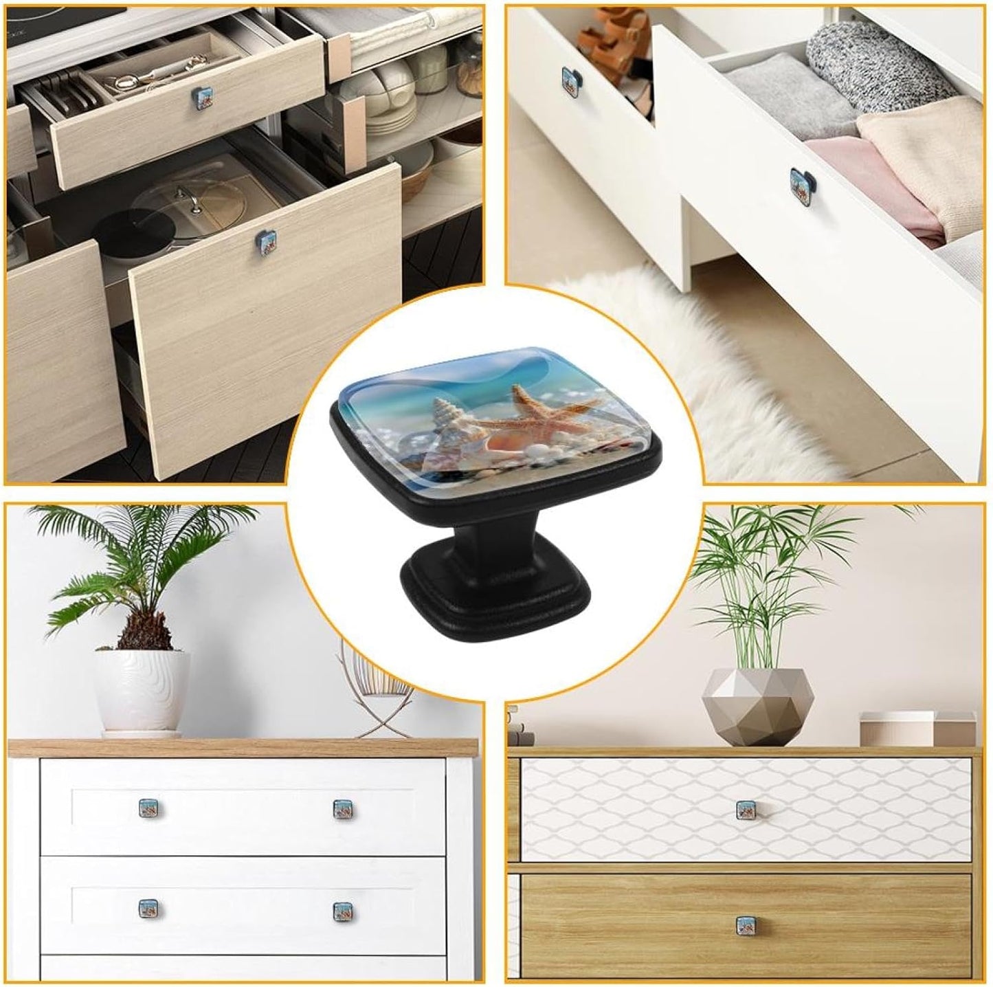 4 Pack Cabinet Knobs Drawer Pulls, 30mm Round ABS Glass Drawer Hardware Growing Butterfly Cabinet Handles with Screws for Dressers Kitchens Cupboard
