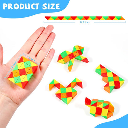 24 Pack Magic Snake Cube Fidget Toys for Kids - 24 Blocks Rainbow Twist Puzzle, Party Favors, Classroom Prizes, Birthday Goodie Bag Fillers, Stress Relief Sensory Toys