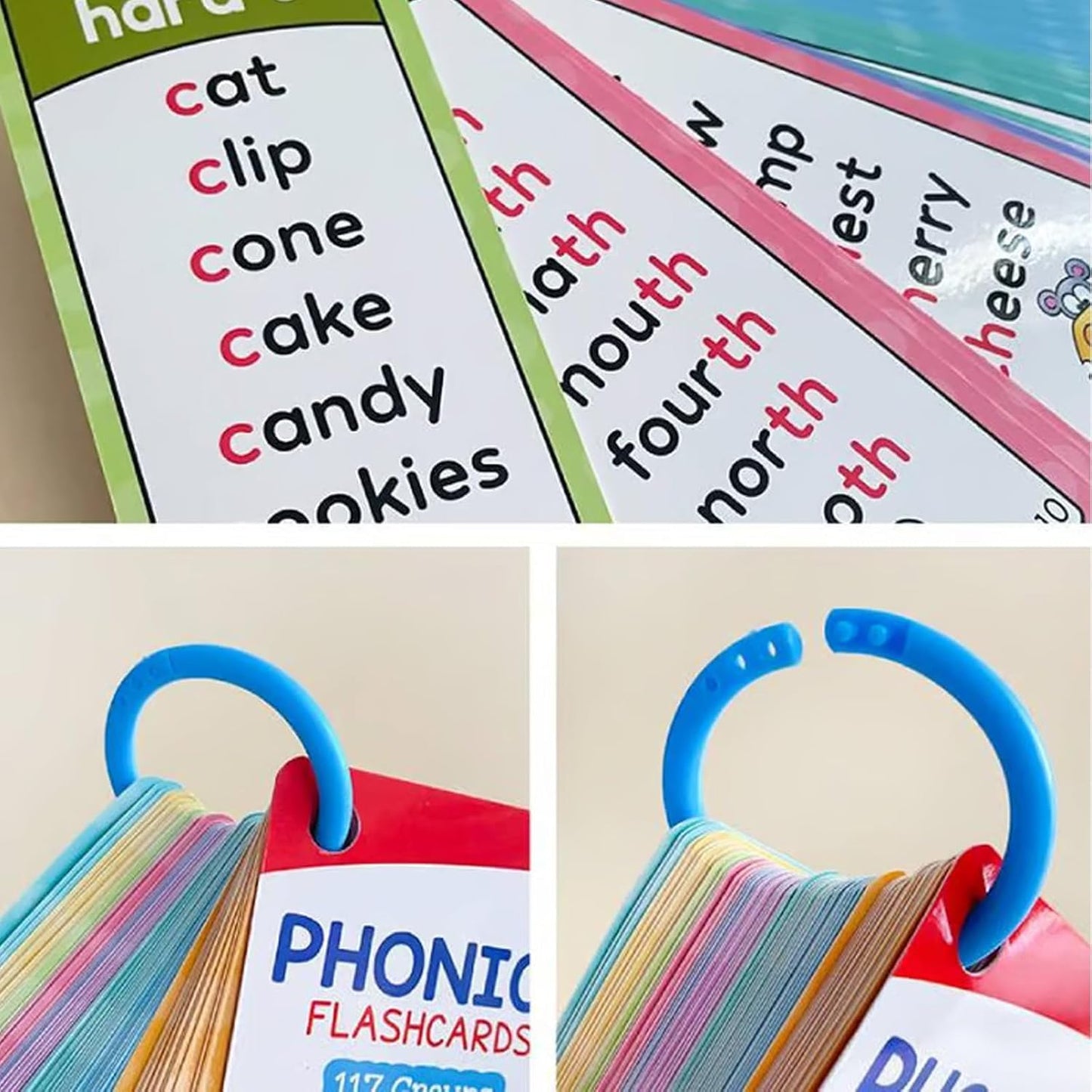 Phonics Word Cards 117 Sound Groups 900+ Rhyming Words Preschool English Discovery Joy,936 Words Double-Sided Sight Words Game,Language Arts Study Materials for Home
