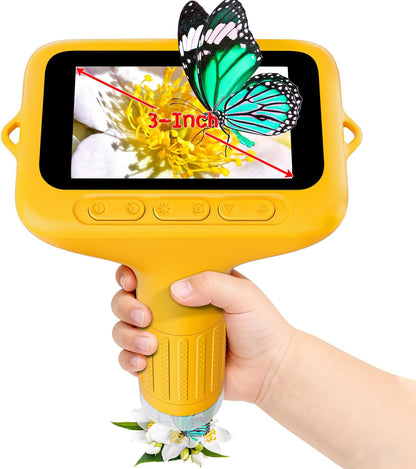 SKYBASIC Digital Microscope for Kids, 3" Screen 1000X Handheld Microscope HD Pocket Portable Microscopes Camera, Science Edu Fun Toys for Ages 4-12 Children Students Boys Girls -Blue
