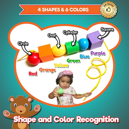 Jumbo Lacing Beads for Kids - Montessori Toddler Games and Educational Toys - Rainbow Matching Game and Stringing Bead Set with Toy Storage and Learning Activities eBook