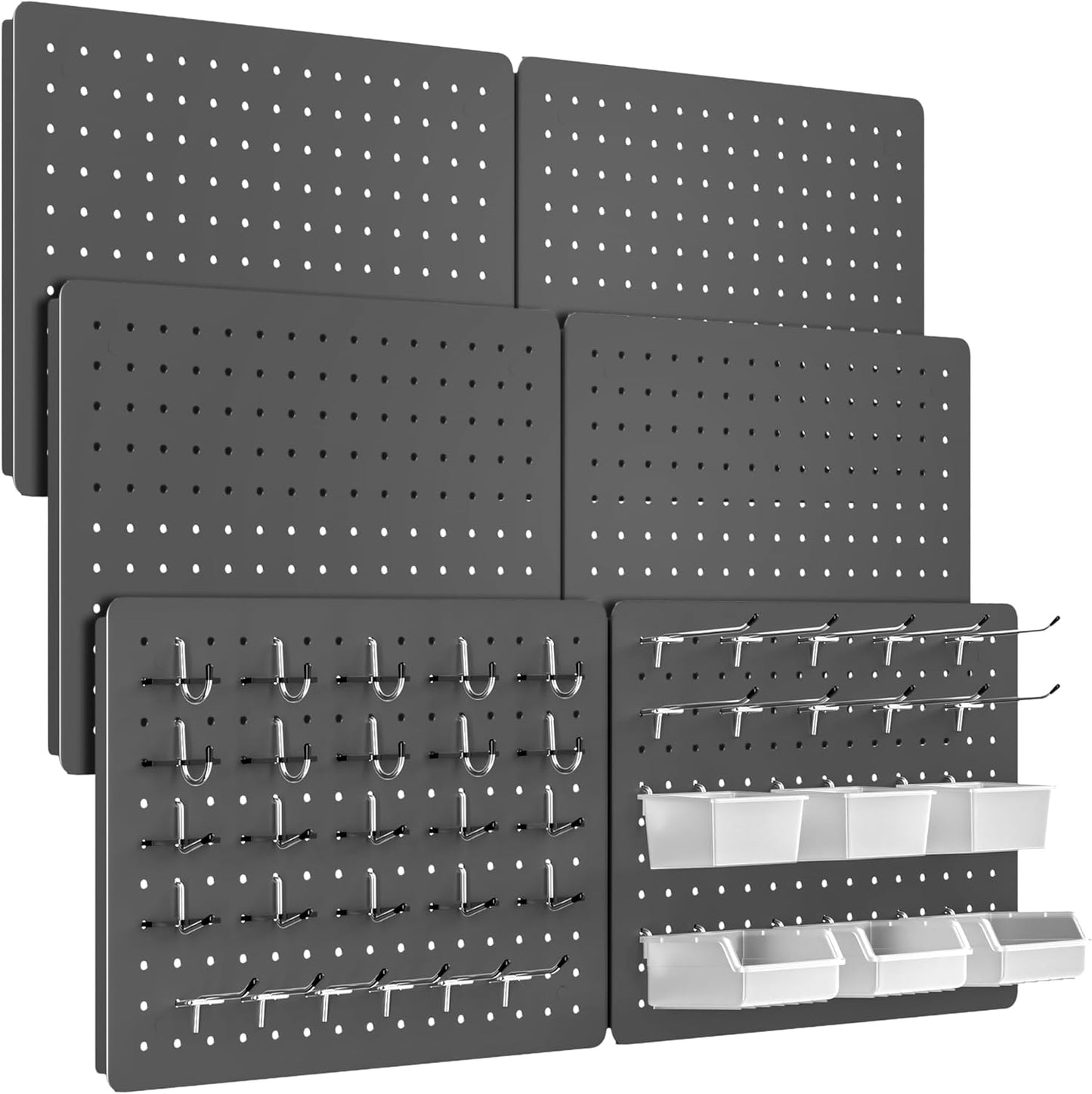 Peg Board for Tools, 4 Pack Metal Pegboard Wall Organizer with Hooks,16"×12" White Pegboard Panels for Walls Home, Garage Tool Storage, Kitchen, Office Organization, Craft Room