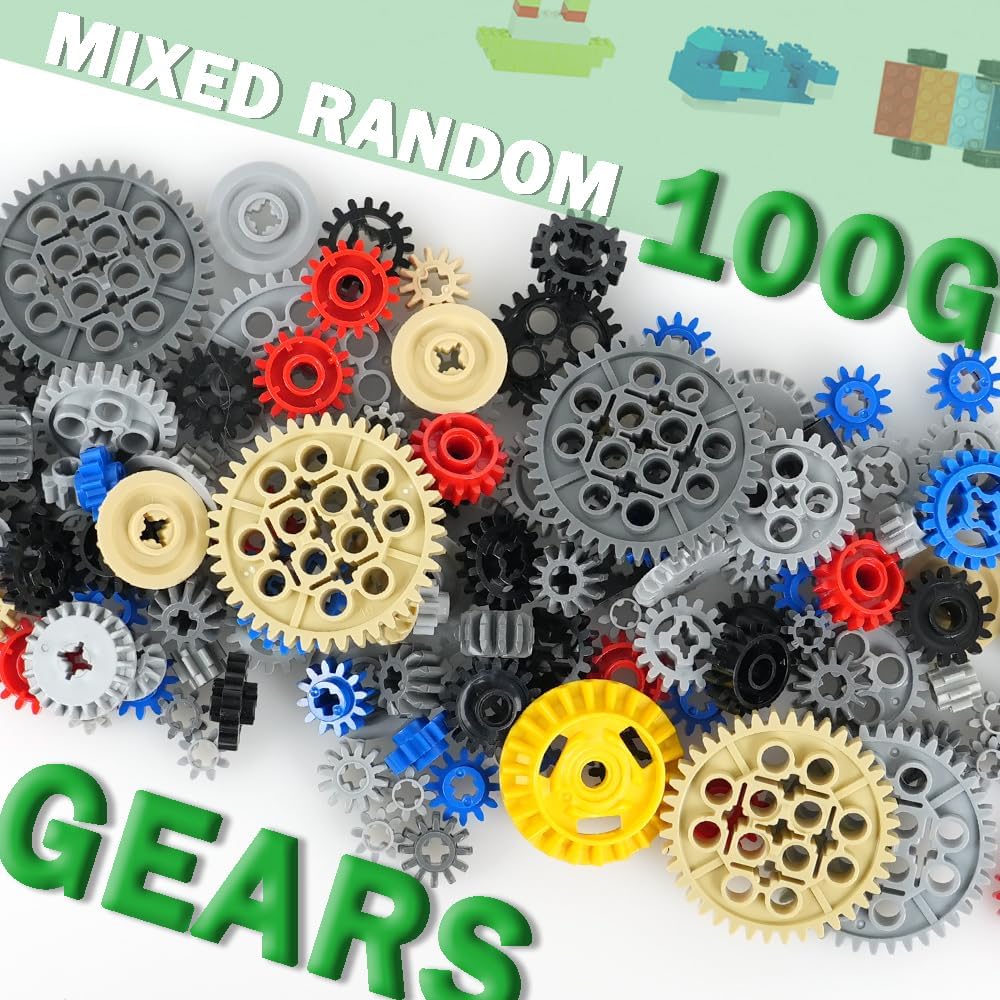 MALEKO Technical Gears-Axles-Pins-Wheel Set, 800+ Piece Technical Parts Compatible with Major Brands, Building Block Accessories Kit-Motor, Wheels, Chain Link Connector, Tires
