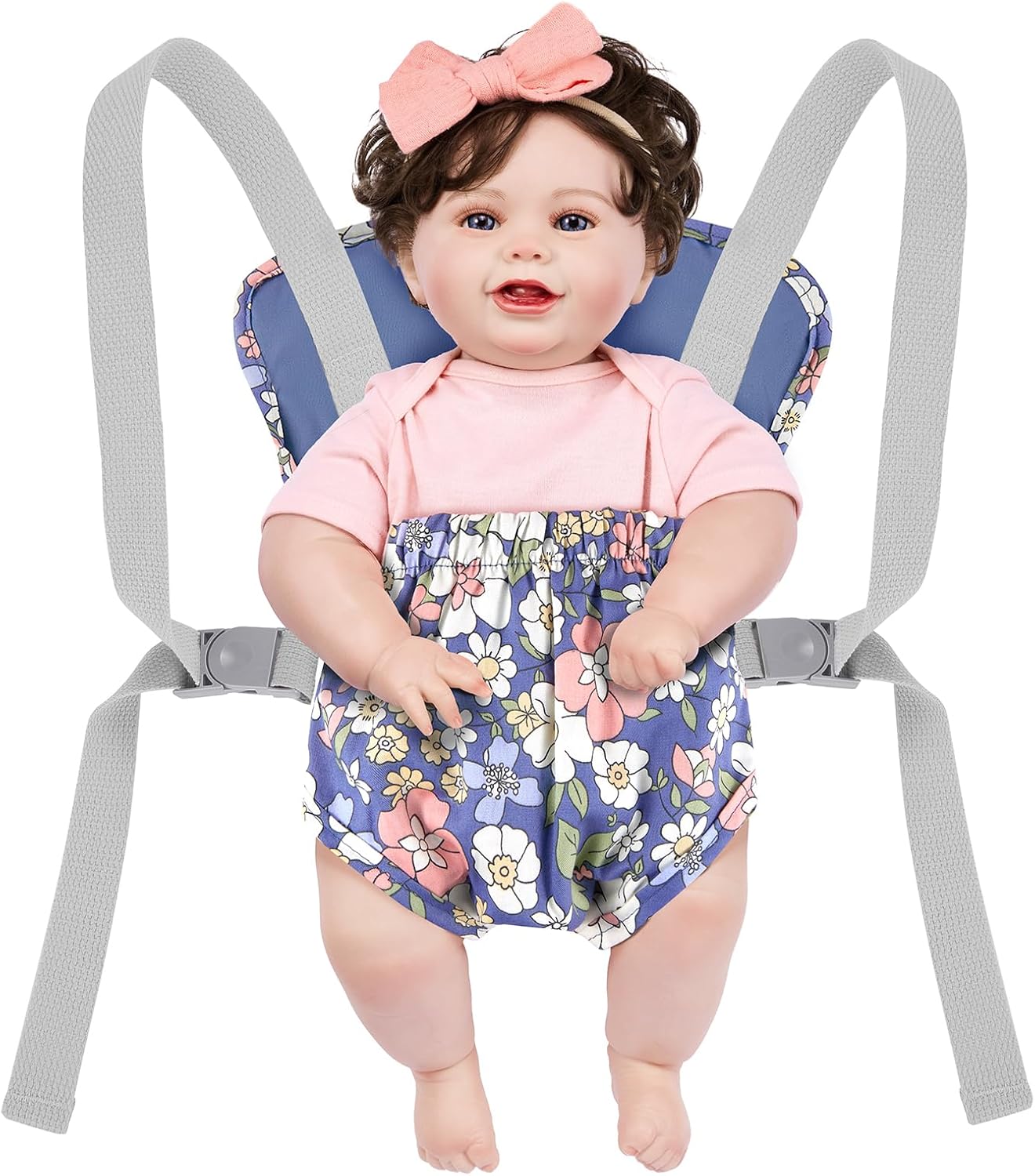 GAGAKU Baby Doll Carrier for Little Girls, Reborn Doll Accessories for Toddlers 3+ Years Old, Kids Toy Baby Dolls Sling Carrier - Pink - Moonflower