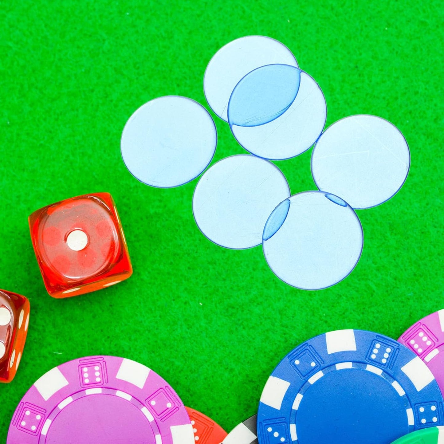 100pcs Blue Bingo Chips Acrylic Counting Chips for Night and Classroom Math Activities Poker Tokens Group Game Counters
