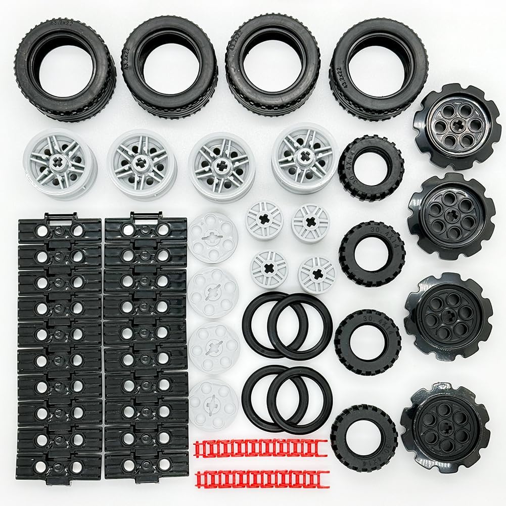 Miutrue Technical Parts Wheels Gears Building Blocks Accessories Pieces kit Construction Toys Set for Kids 6yrs+ Compatible with Major Brands