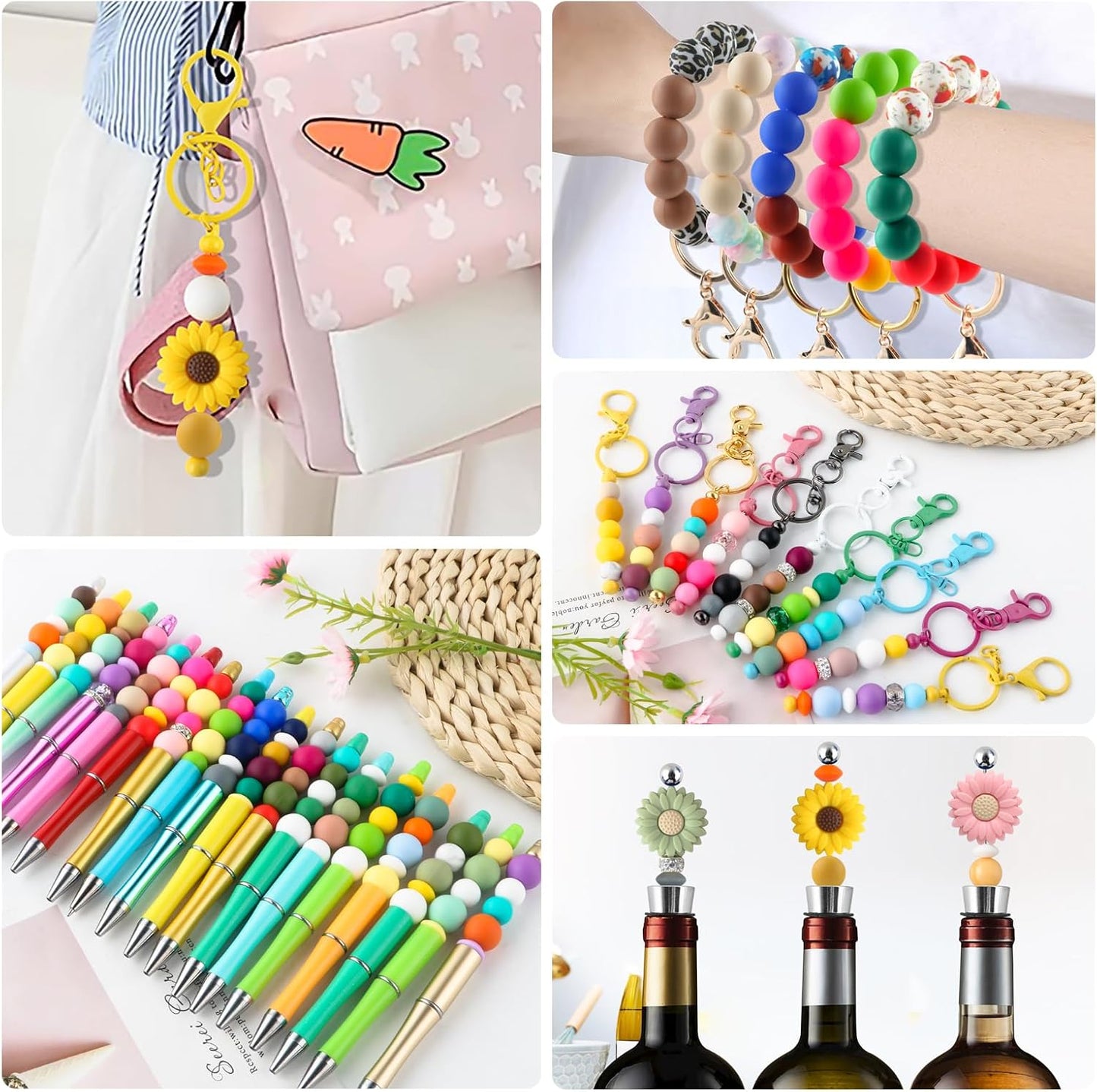 65Pcs 19mm Silicone Beads for Keychain Making Bracelet Necklace, Bulk Round Silicone Beads for Pens（Christmas Green） - Colors A