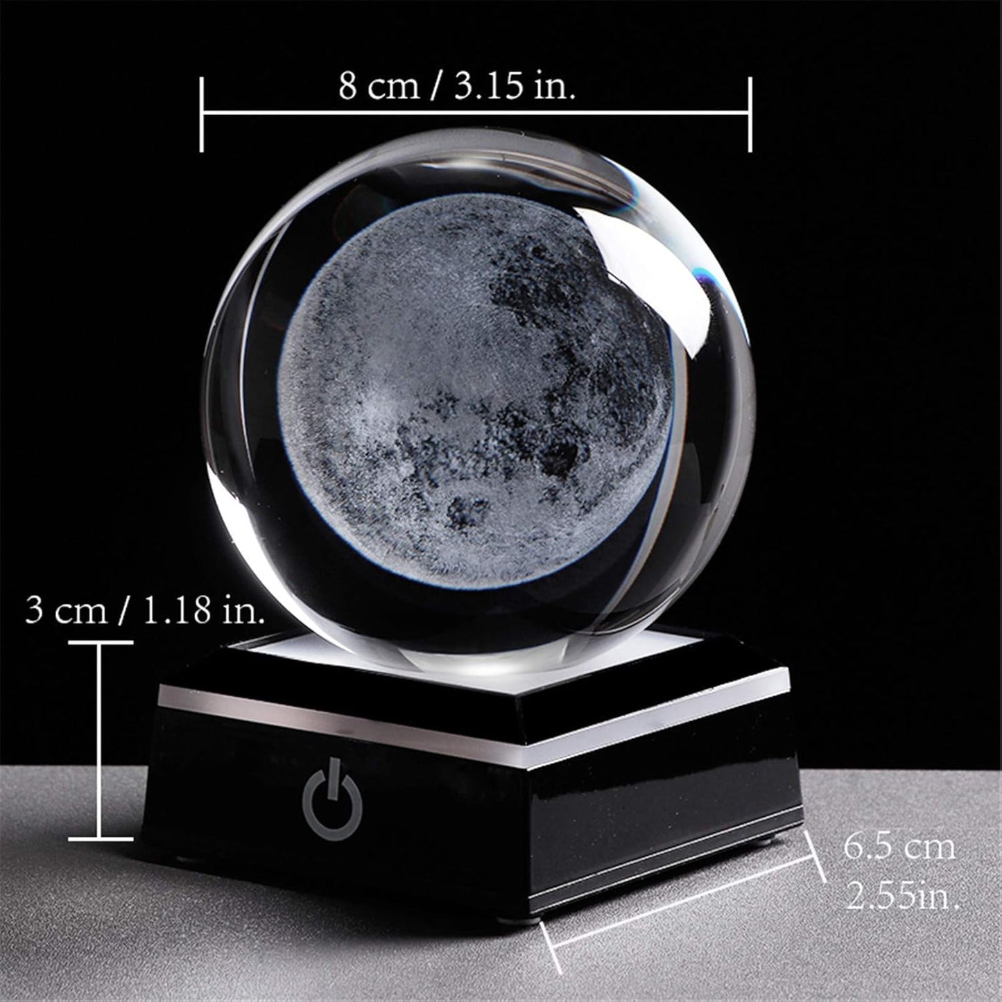 3d Solar System Model Crystal Ball 80mm 3.15inch - Outer Space Astronomy Gifts Room Decor Crystal Sphere Unique Gifts For Men Him Best Birthday Dad Physics Science Teacher Night Light Planet Lamp