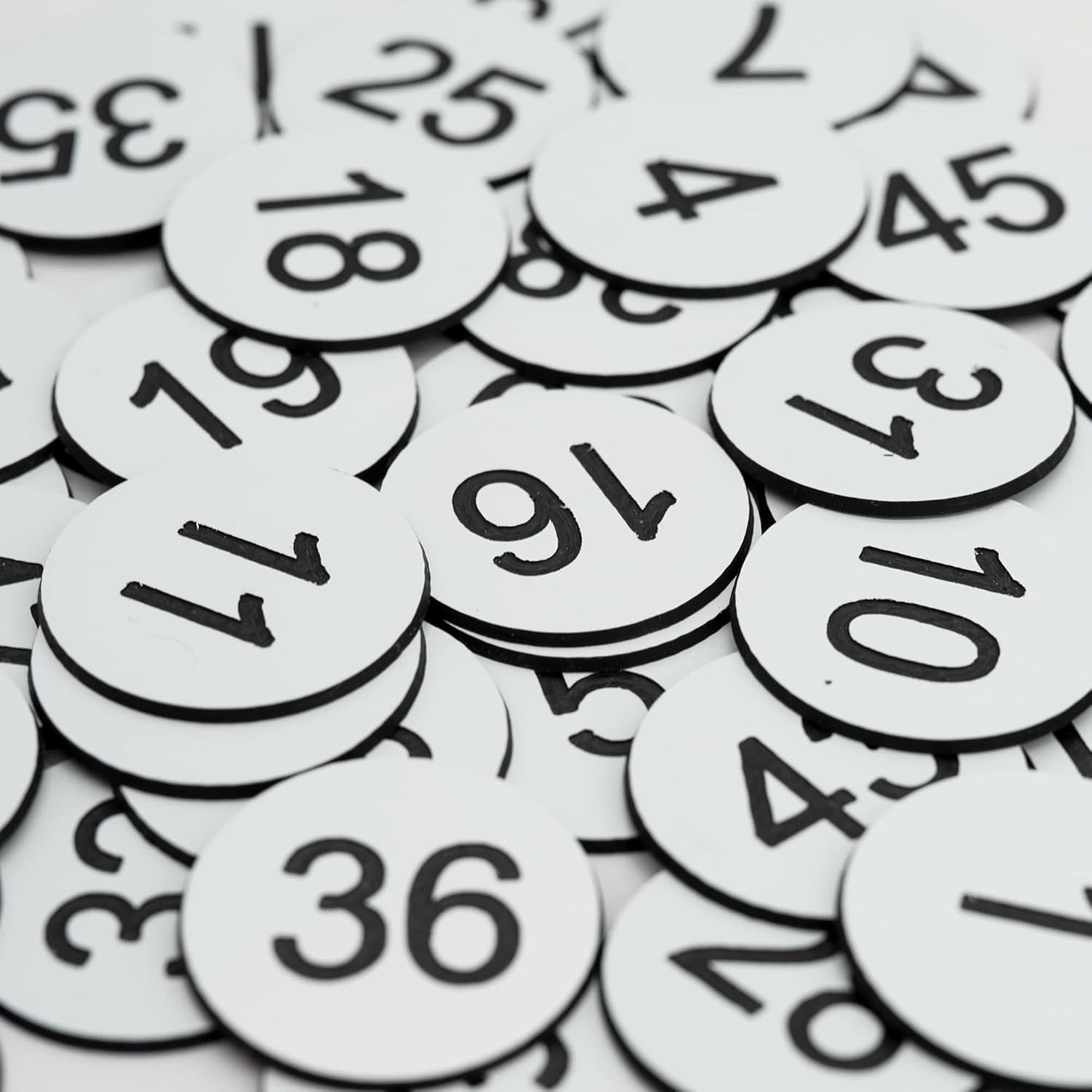 StayMax Plastic Number Tags Engraved Numbered Tags Without Hole (1-50, Black)