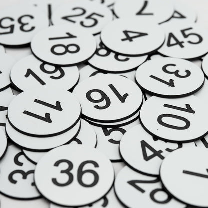 StayMax Plastic Number Tags Engraved Numbered Tags Without Hole (1-50, Black)