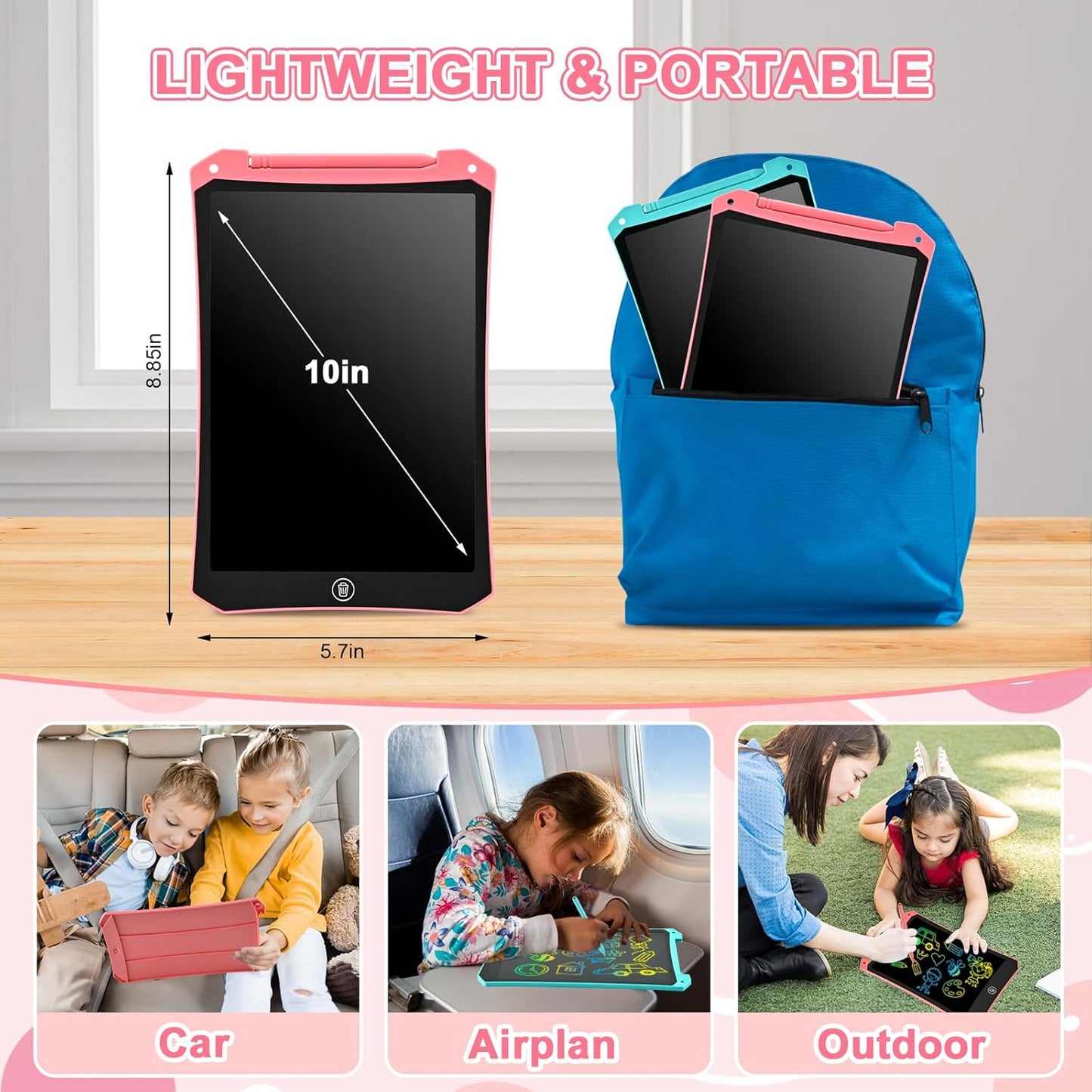 cimetech Toddler Girl Gifts, LCD Writing Tablet 2 Pack, Kids Toys for 3 4 5 6 Year Old Boys, 8.5 Inch Drawing Pad Painting Coloring Books, Travel Essentials Activities, Birthday Gifts Toddler Age 1-3