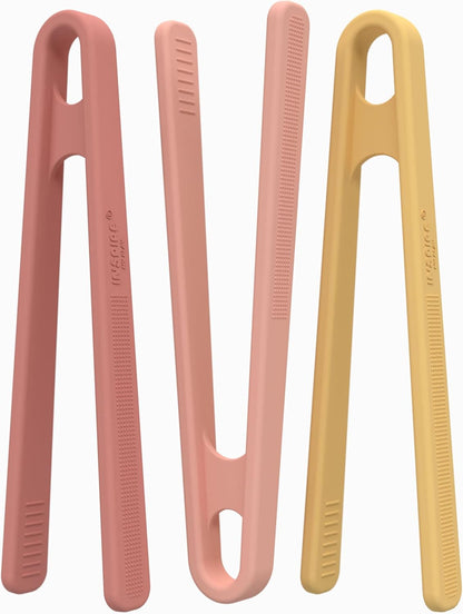 Inspire My Play 3 x Coral Silicone Mini Tongs for Kids - Kids Tweezers for Fine Motor - Small Toddler Tongs - Child Sensory Toys and Accessories