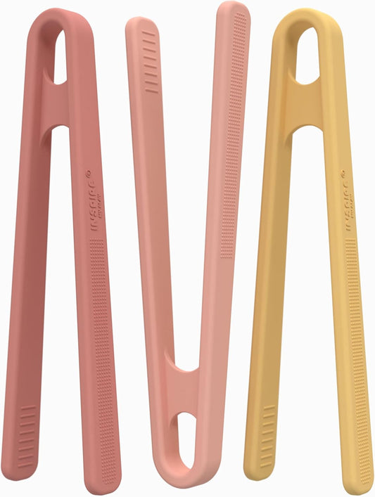 Inspire My Play 3 x Coral Silicone Mini Tongs for Kids - Kids Tweezers for Fine Motor - Small Toddler Tongs - Child Sensory Toys and Accessories