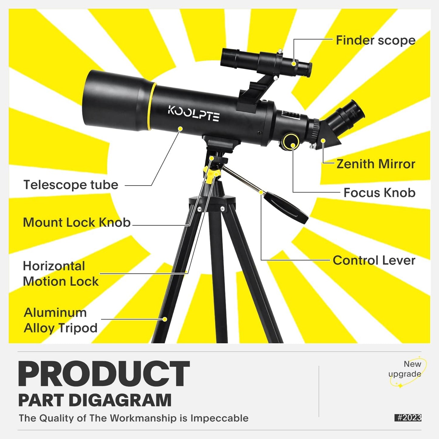 Telescope, 70mm Aperture 400mm AZ Mount Astronomical Refracting Telescopes (20x-200x) for Kids & Adults, Portable Travel with Tripod Phone Adapter, Remote Control, Easy to Use, Black