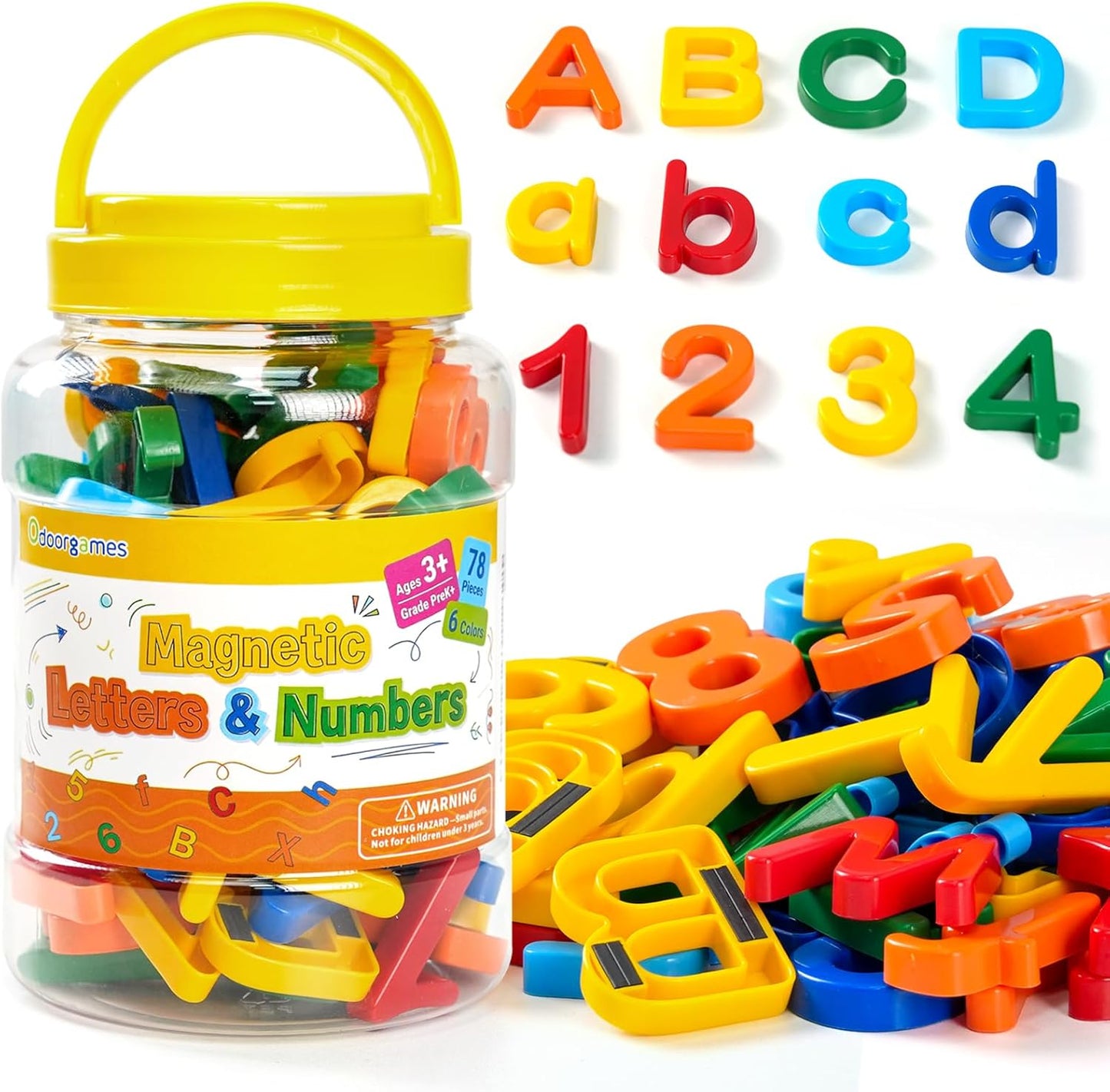 78 Pcs Magnetic Letters and Numbers – Upgraded Magnets & 6 Colors - ABC Alphabet Magnets for Toddlers, Fridge & Whiteboard Learning Set