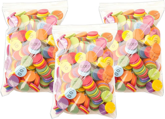 Decimal Discs for Elementary, 900 Pcs Eva Foam Math Manipulatives, Homeschool Supplies, Round Counters for Math Concepts, 11.8 X 5.9 in Place Value Discs