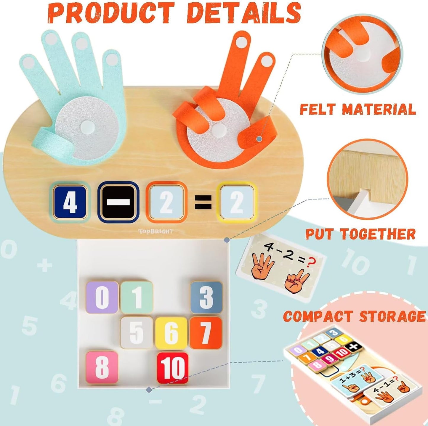 TOP BRIGHT Preschool Learning Toys for Toddlers 3-4, Montessori Toys for 3-5 Year Old Boys Girls Birthday Gifts, Educational Number Blocks Math Manipulatives