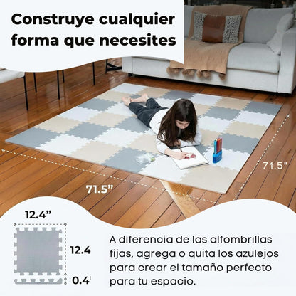 MioTetto Baby Play Mat, Soft Foam Floor Tiles for Kids. Adjustable Interlocking Foam Tiles, Fits with 50x50 Playpen Baby mat for Crawling & Development, Safe & Non-Toxic Playmat for Babies 6-12 Months