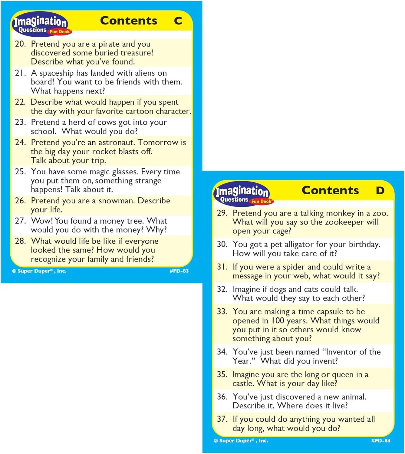 Super Duper Publications | Imagination Questions Fun Deck Flash Cards | Educational Learning Resource for Children