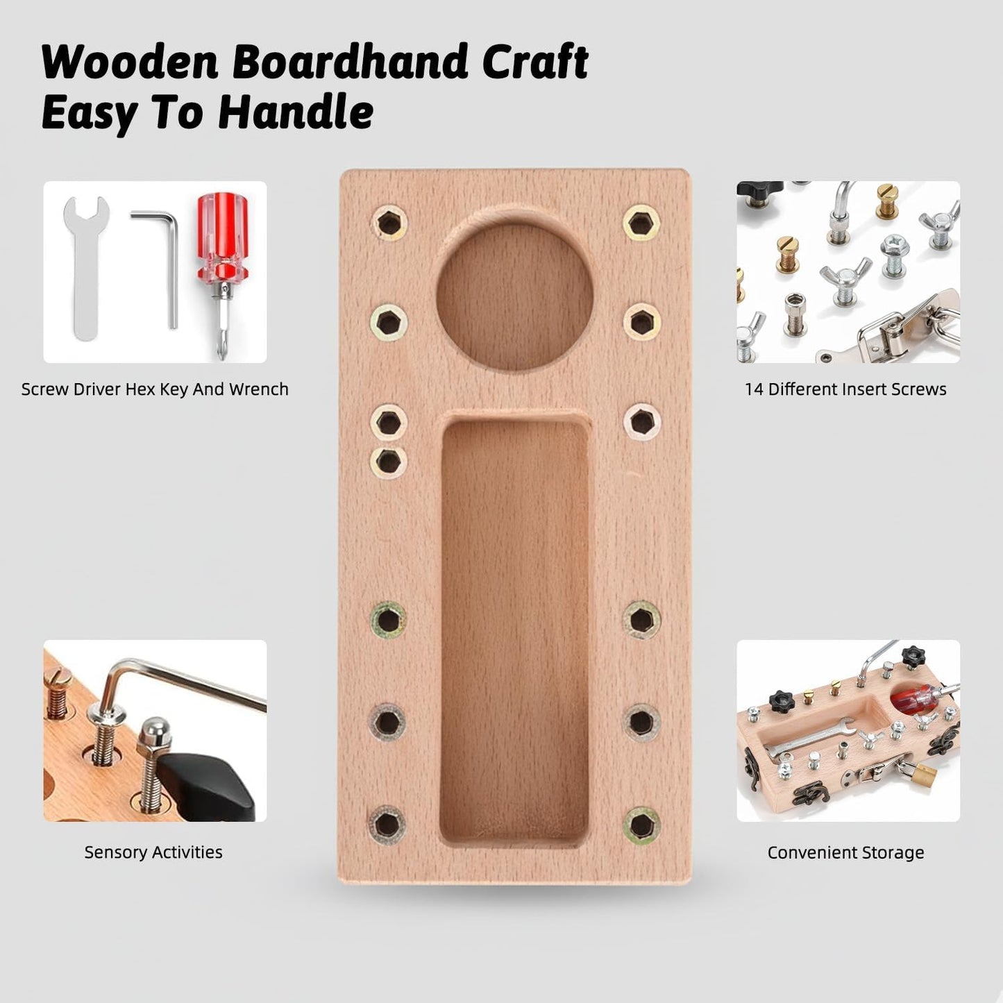 14-Hole Wooden Therapy Pegboard Multifunctional Finger Dexterity Grip Strength Trainer for Fine Motor Skills Hand-Eye Coordination and Sensory Rehabilitation Ideal for Home Office Occupational Therapy