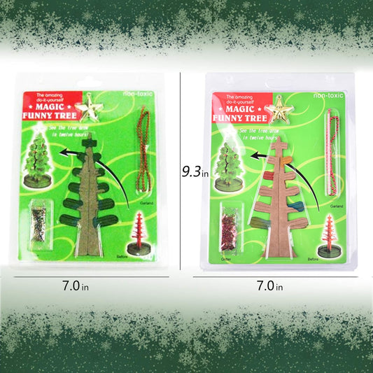 2PCS Magic Growing Christmas Tree, Crystal Christmas Tree, Green Colorful Presents Novelty Kit for Kids, Funny Educational and Party Toys DIY Christmas Decorations