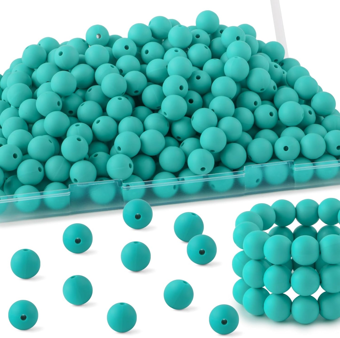 65Pcs 19mm Silicone Beads for Keychain Making Bracelet Necklace, Bulk Round Silicone Beads for Pens（Christmas Green） - Colors A