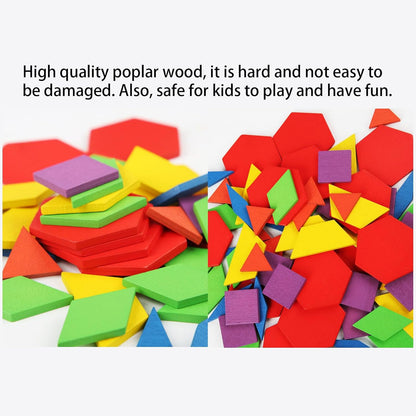 155 Pcs Wooden Pattern Blocks for Boys Girls Gift, Geometric Shape Pattern Set, Pattern Block Activity, Puzzles for Kids, Double Side Cards for 4 5 6 7 8 Years Old