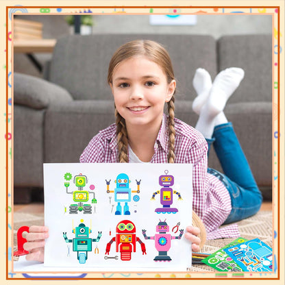 24-Sheet Make Your Own Science Sticker Kit | Microscope, DNA & Scientist Designs - Reusable Educational Decor for Classrooms & Kids Rooms