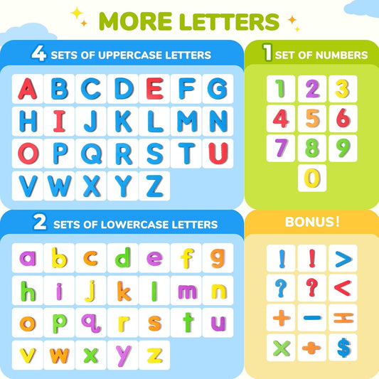 Gamenote Classroom Magnetic Alphabet Letters Kit 238 Pcs with Double - Side Magnet Board - Foam Alphabet Letters for Preschool Kids Toddler Spelling and Learning Colorful ABC Education Fridge Magnets
