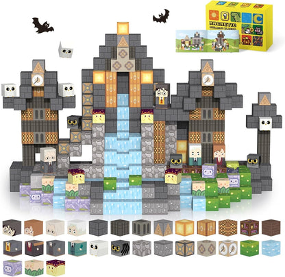 Magnetic Tiles Race Track Set, 52PCS STEM Educational Magnetic Building Blocks with 2 Race Cars, Montessori Sensory Travel Toys for Kids 3 4 5 6 7 8, Birthday for Boys & Girls